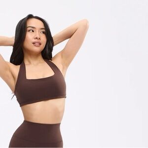 BuffBunny Black Halter Sports Bra - Square Neck